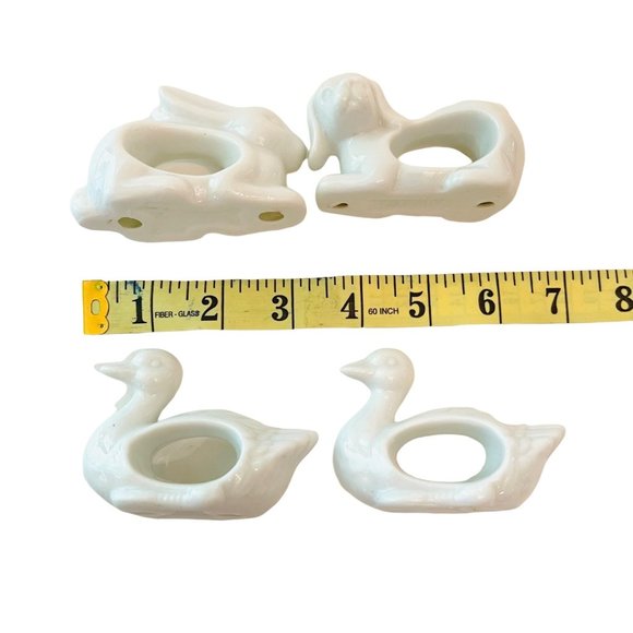 Vintage Napkin Rings Porcelain Animal Animals Set of 4 with Box 1984 - Picture 2 of 9